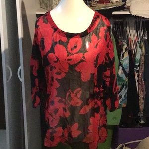 Beautiful sheer black and red blouse